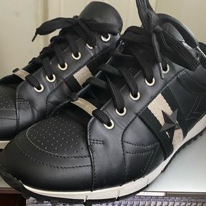 Jimmy Choo Star studded sneakers size 10.5 black leather with white bottom